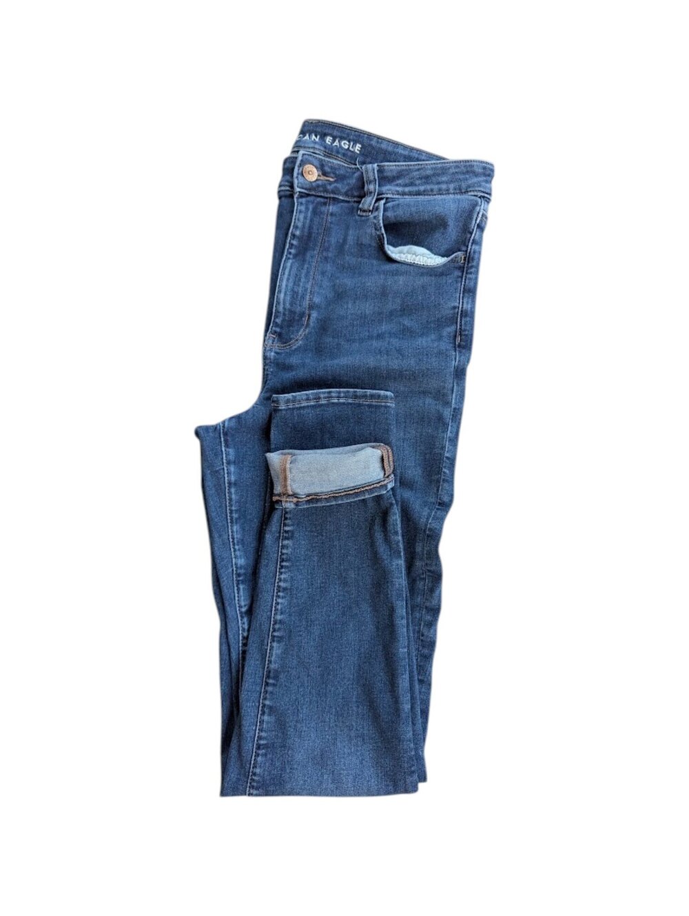 American Eagle Womens 14 High Rise Skinny Jeans Next Level Stretch Blue 32x28